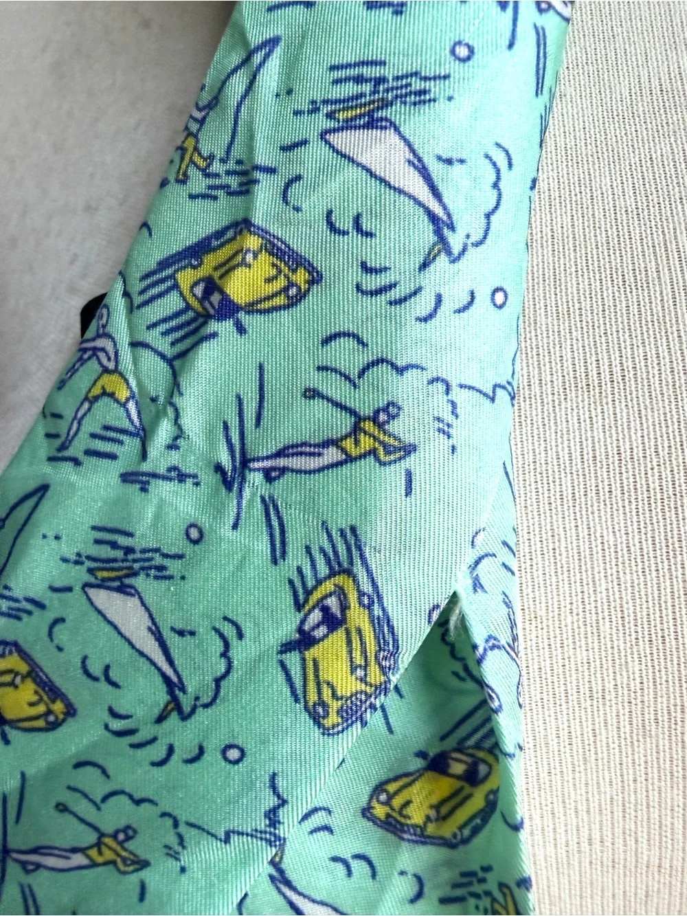 ⛳️ Echo Silk Preppy Aqua Teal Blue Ribbon Scarf Golf Convertible Car Sailboat